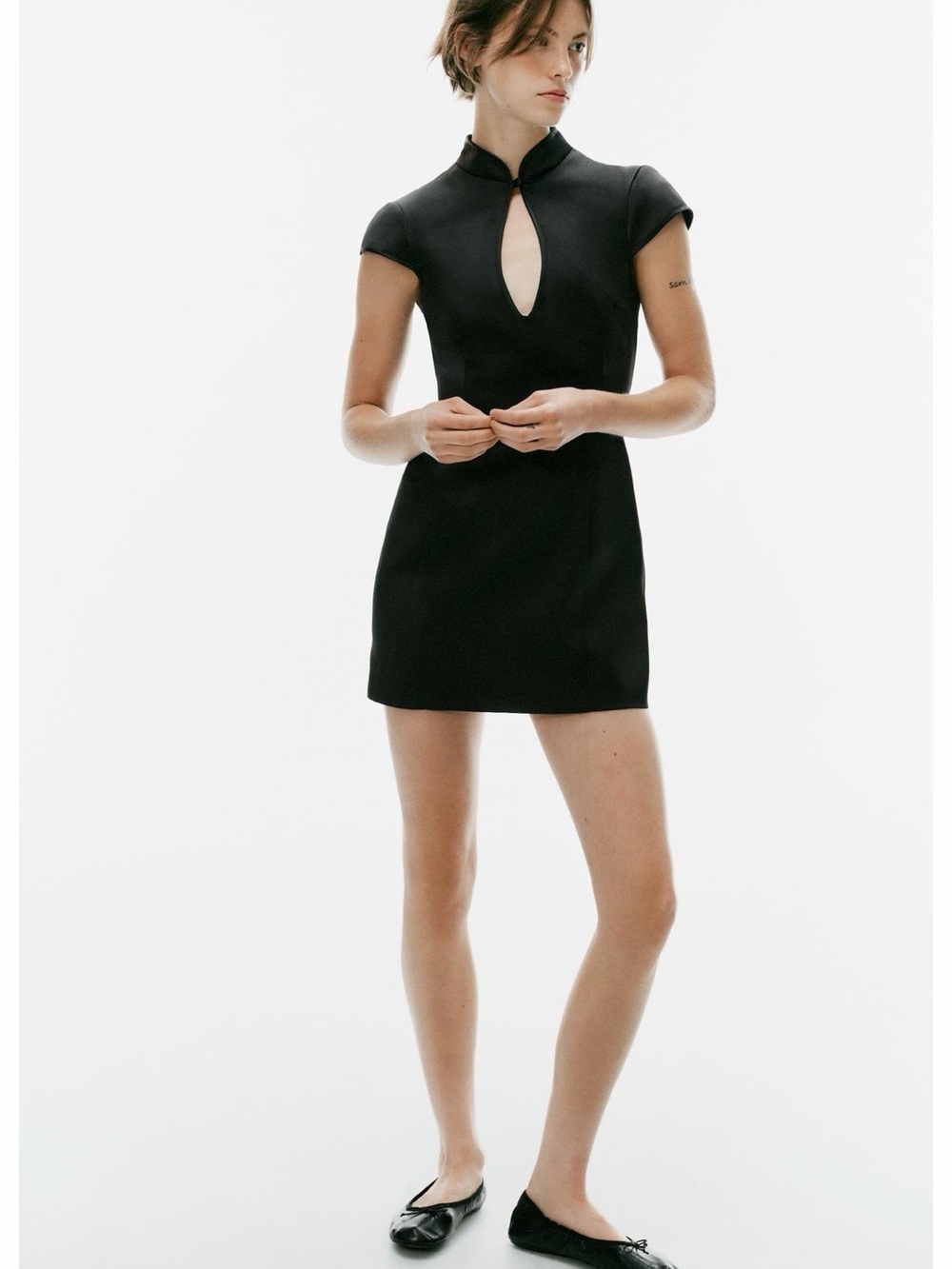 Zara Black Mini Dress with Keyhole Neck